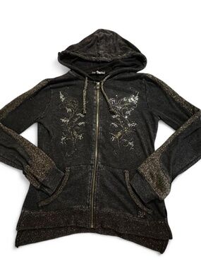 Miss Me Women's Black and Gold Hoodie